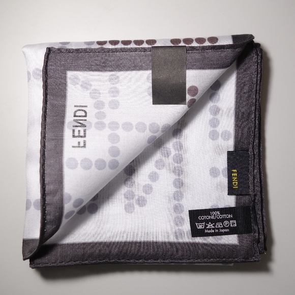 Fendi Spellout Polka Dot 100% Cotton Neckerchief Made In Japan, New w/o Tags - Picture 2 of 7